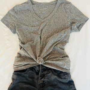 womens gray v neck shirt (shorts sold seperately)